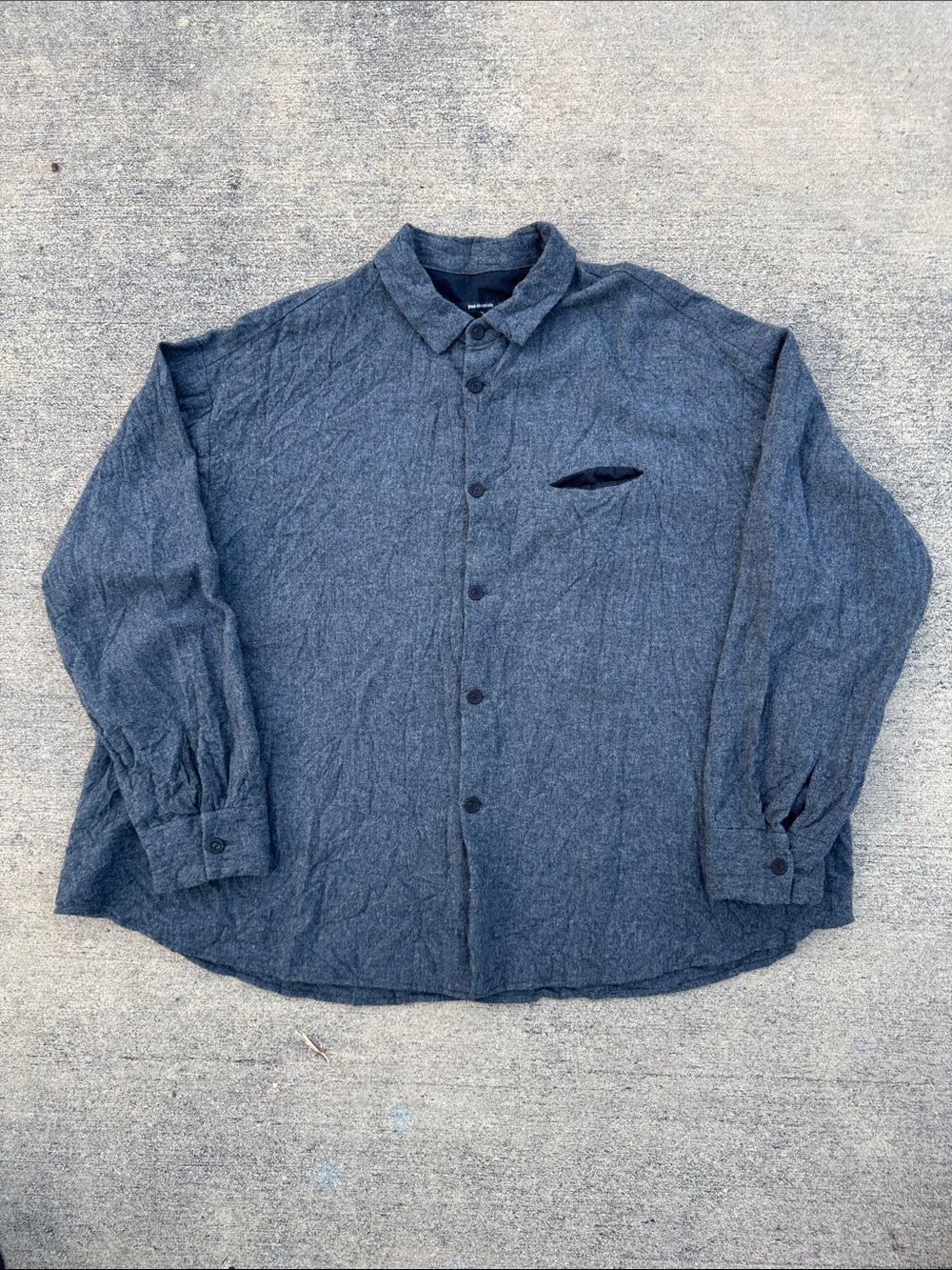 Pas De Calais Wool Blend Button-Up Shirt in Charcoal Gray - Made In Japan